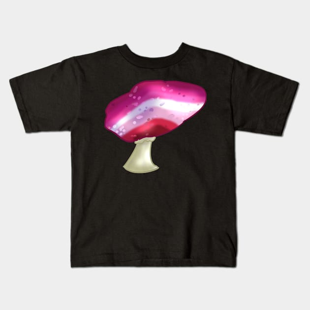 Lesbian LGBTQ Pride Flag Mushroom Kids T-Shirt by YouAreValid